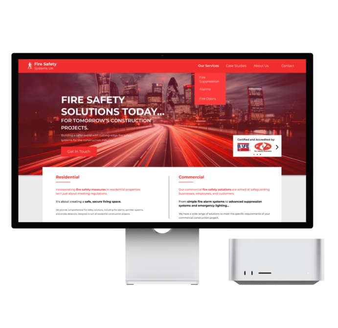 Website design by eruptible for a fire solutions provider